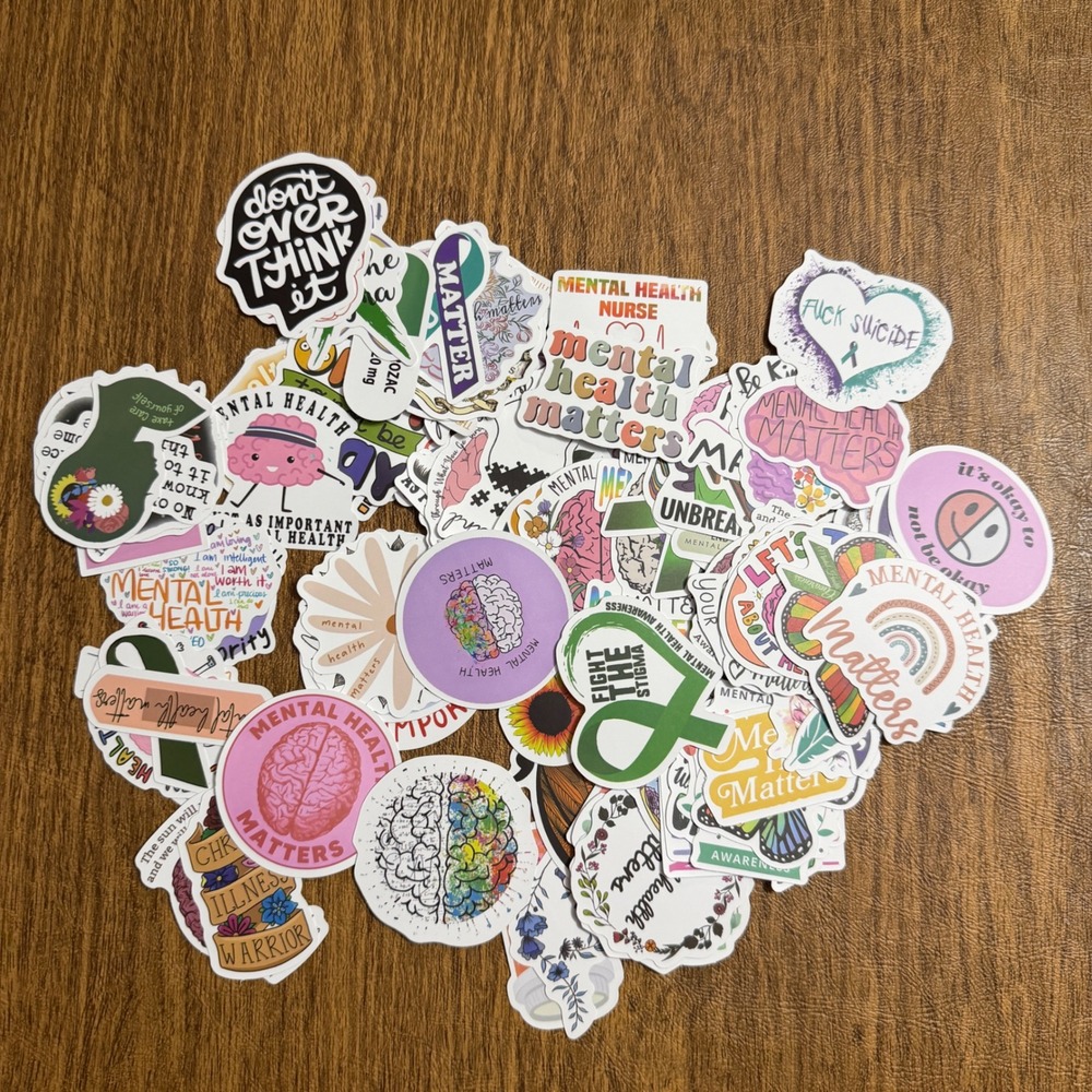 Unbranded Mental Health Stickers Unisex 100pcs Multi Awareness Vinyl Decals Bulk